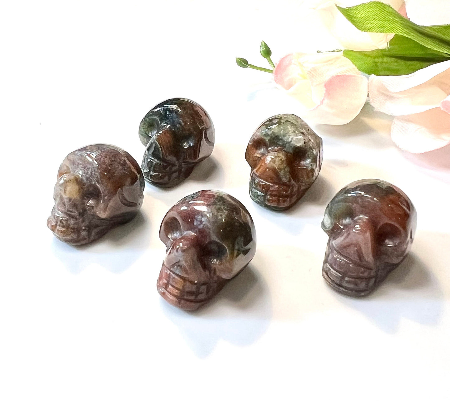 Skull Ocean Jasper Natural Stone carvings