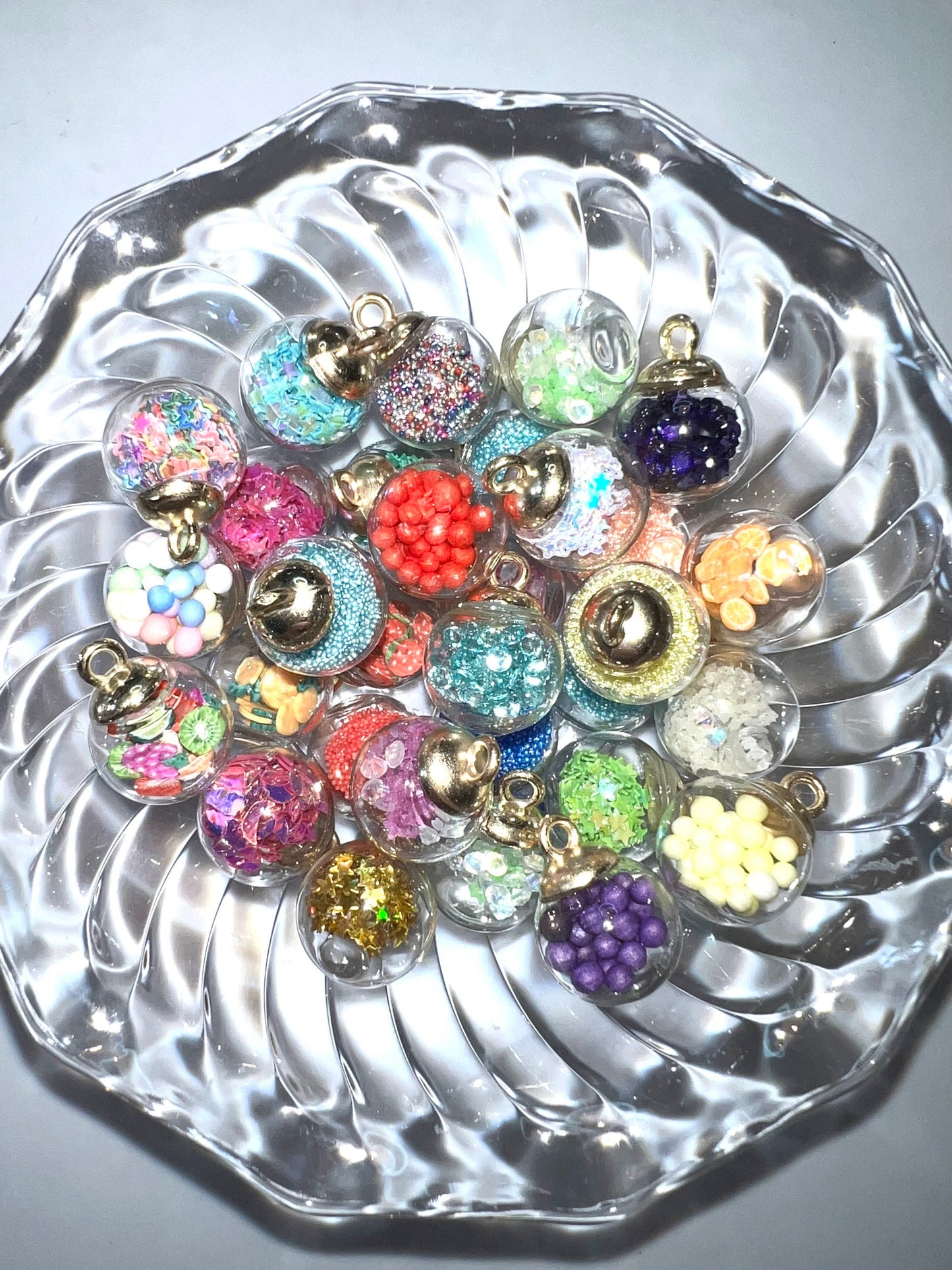 Glass Mini Bulbs filled with various Charms