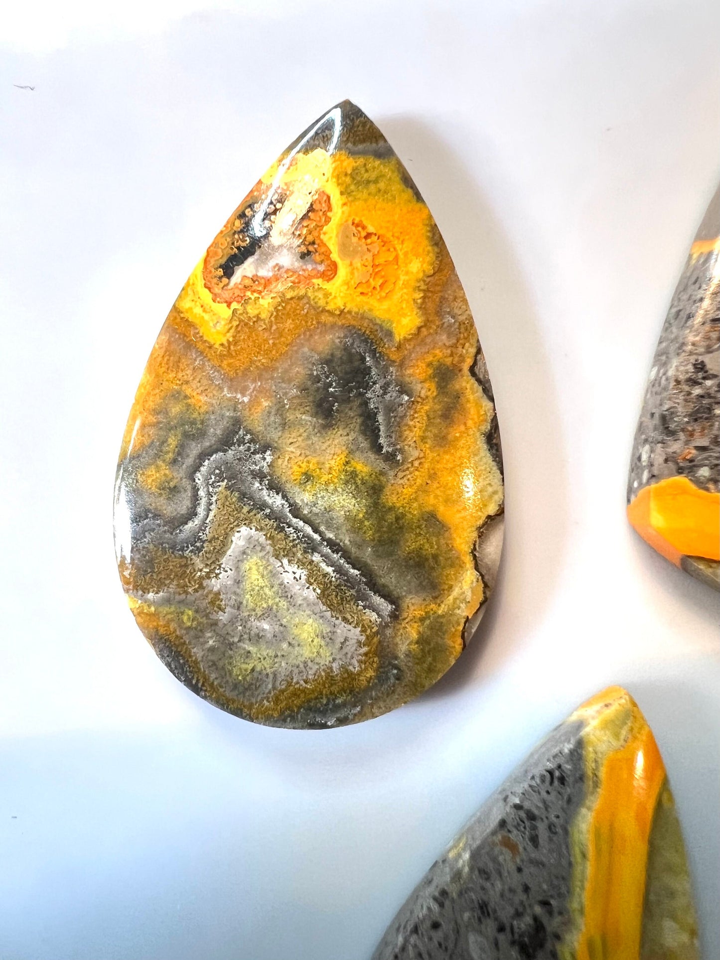 Bumblebee Jasper Teardrop Cabochons Carvings