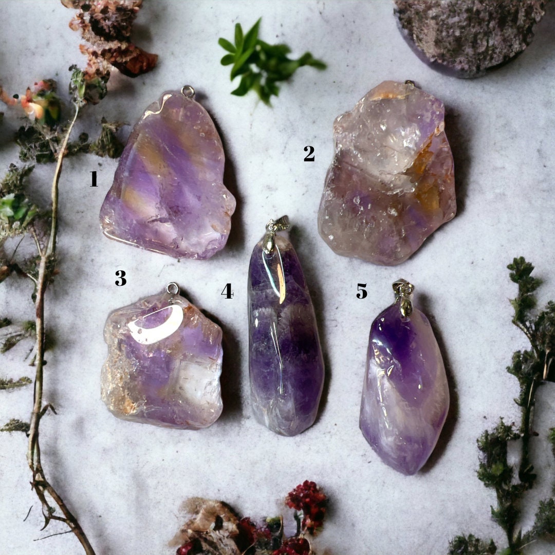 Crystal Amethyst and Citrine pendants