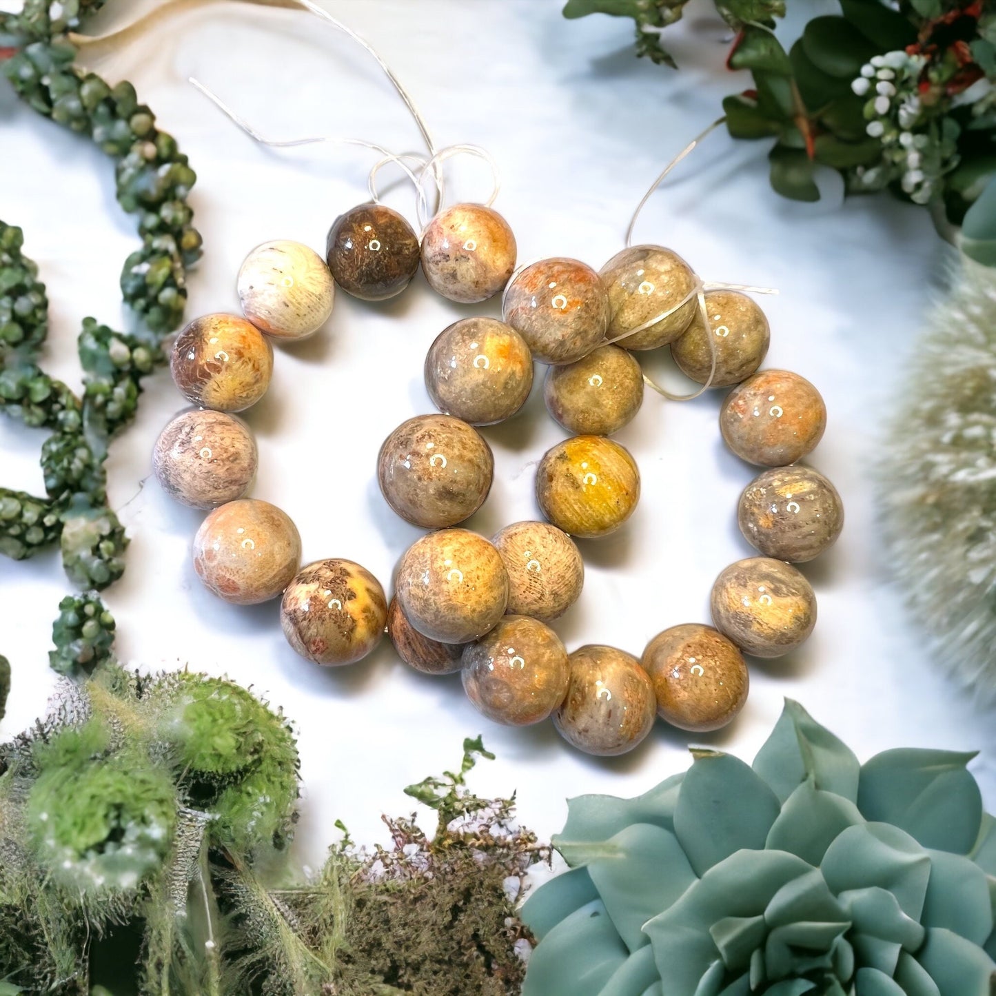 Coral Jade Crystal Bracelet