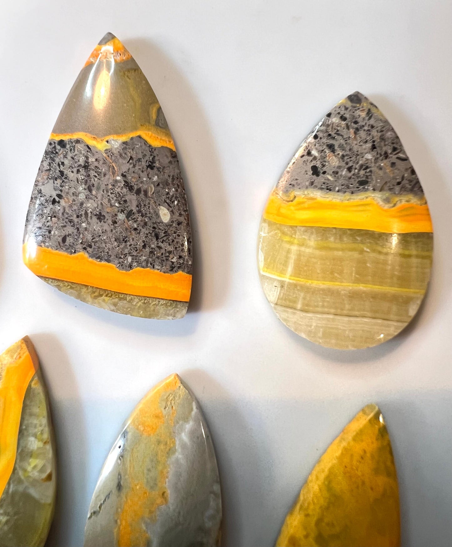 Bumblebee Jasper Teardrop Cabochons Carvings