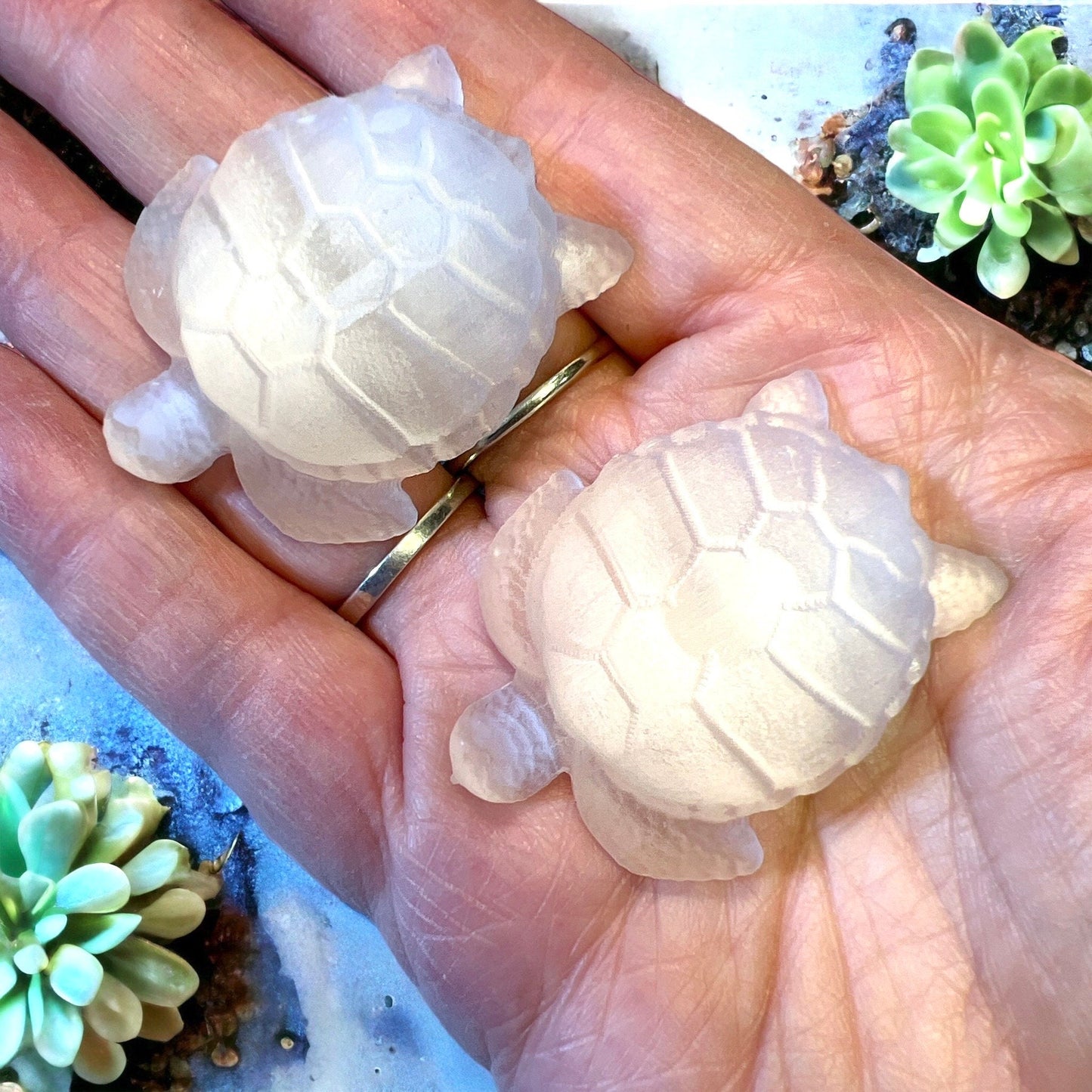 Selenite Turtle Natural Stone carvings