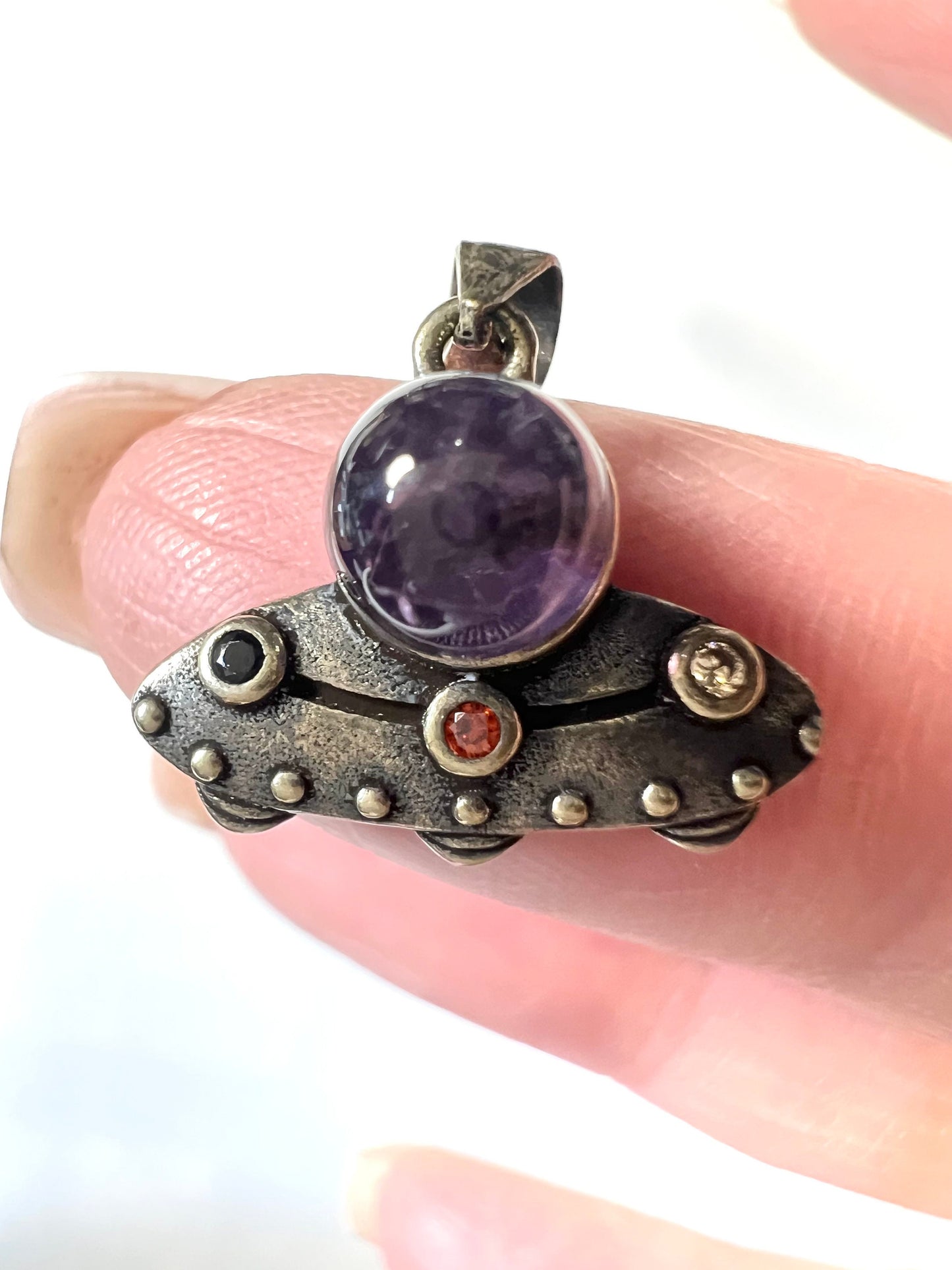 Spaceship Amethyst Mini Sphere Pendant