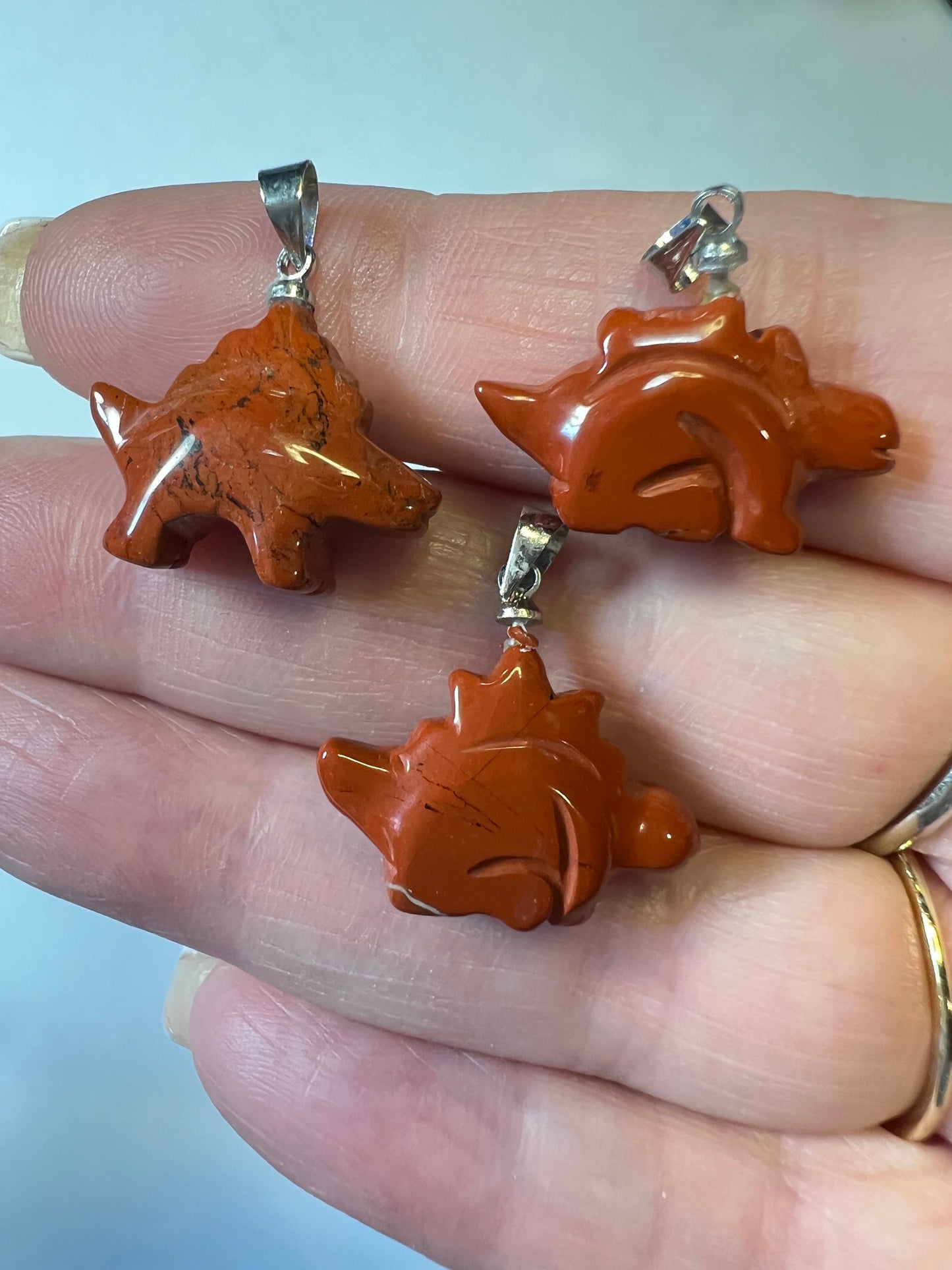 Dinosaurs Tiny Red Jasper Pendants