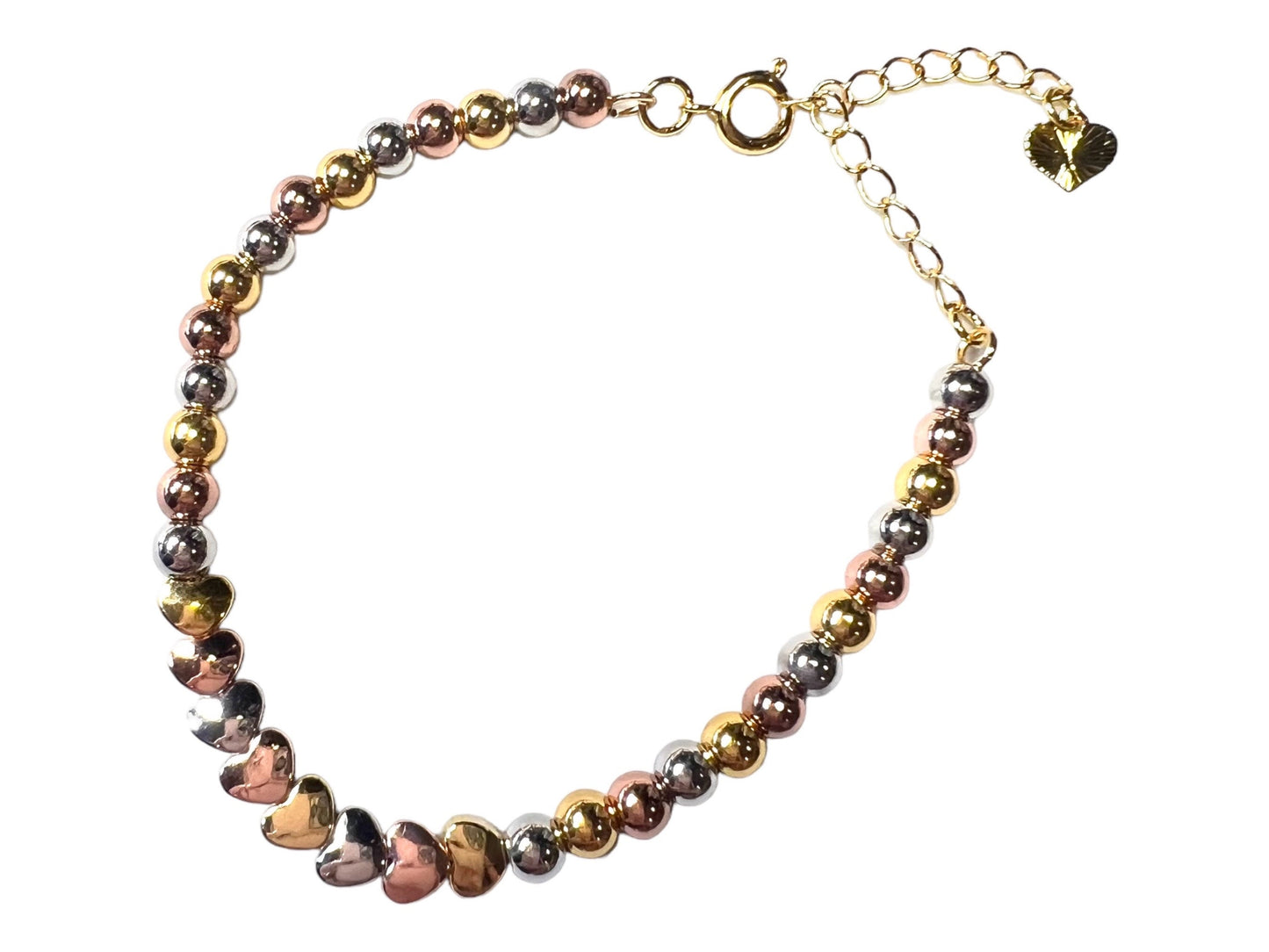 Trinity Gold tones Bracelet with beautiful heart Charms