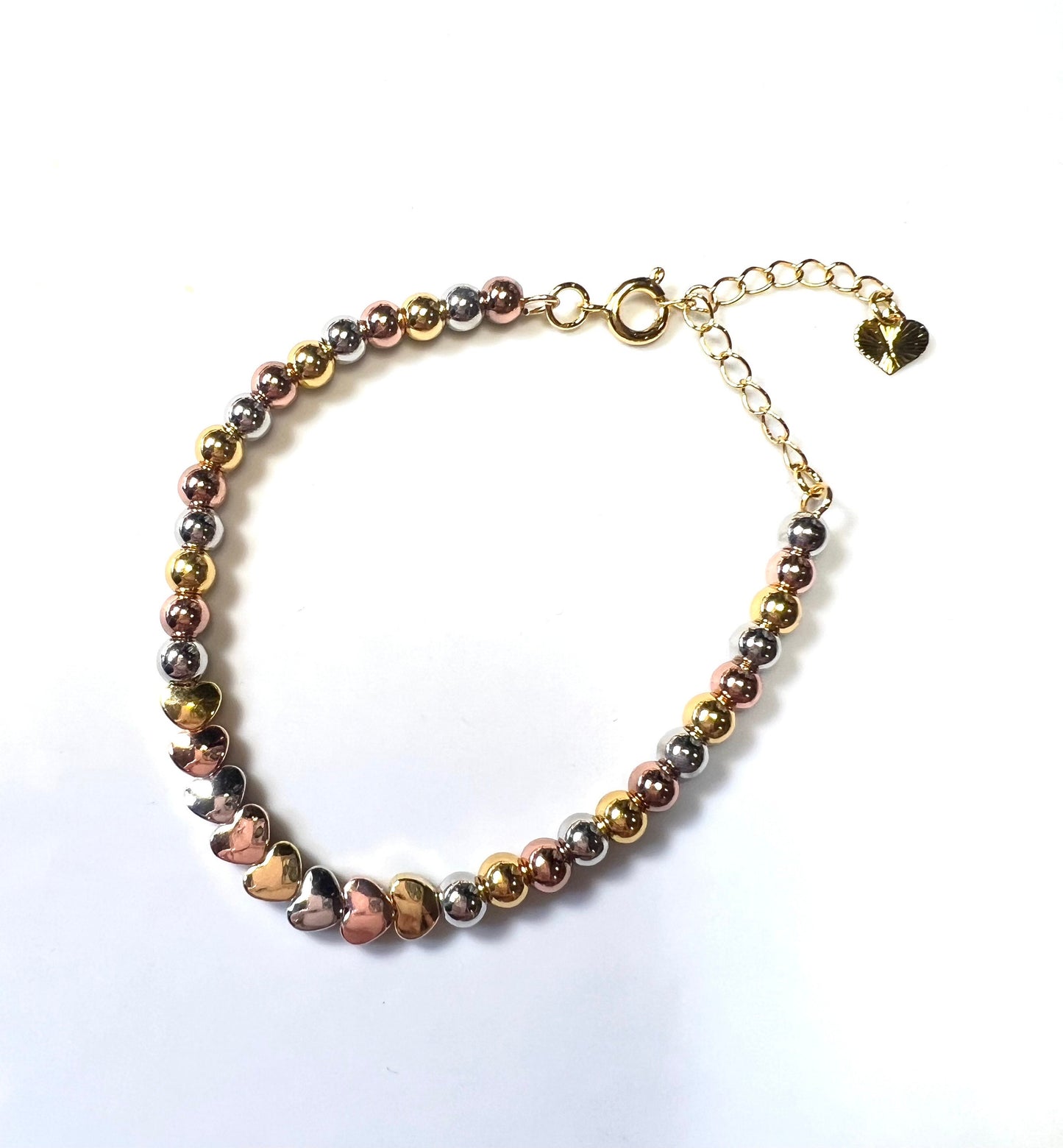 Trinity Gold tones Bracelet with beautiful heart Charms