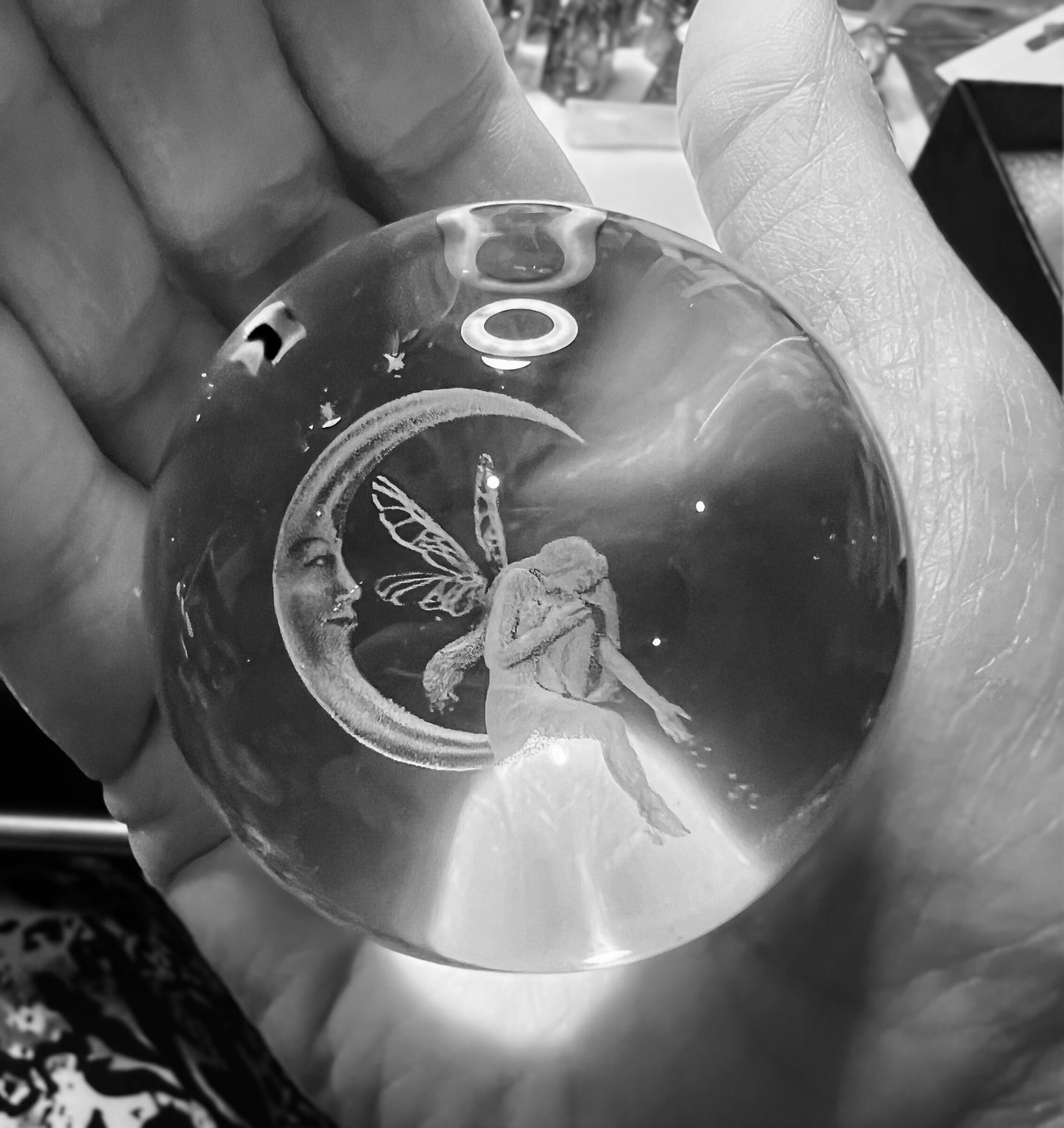 Fairy Etched Glass Sphere