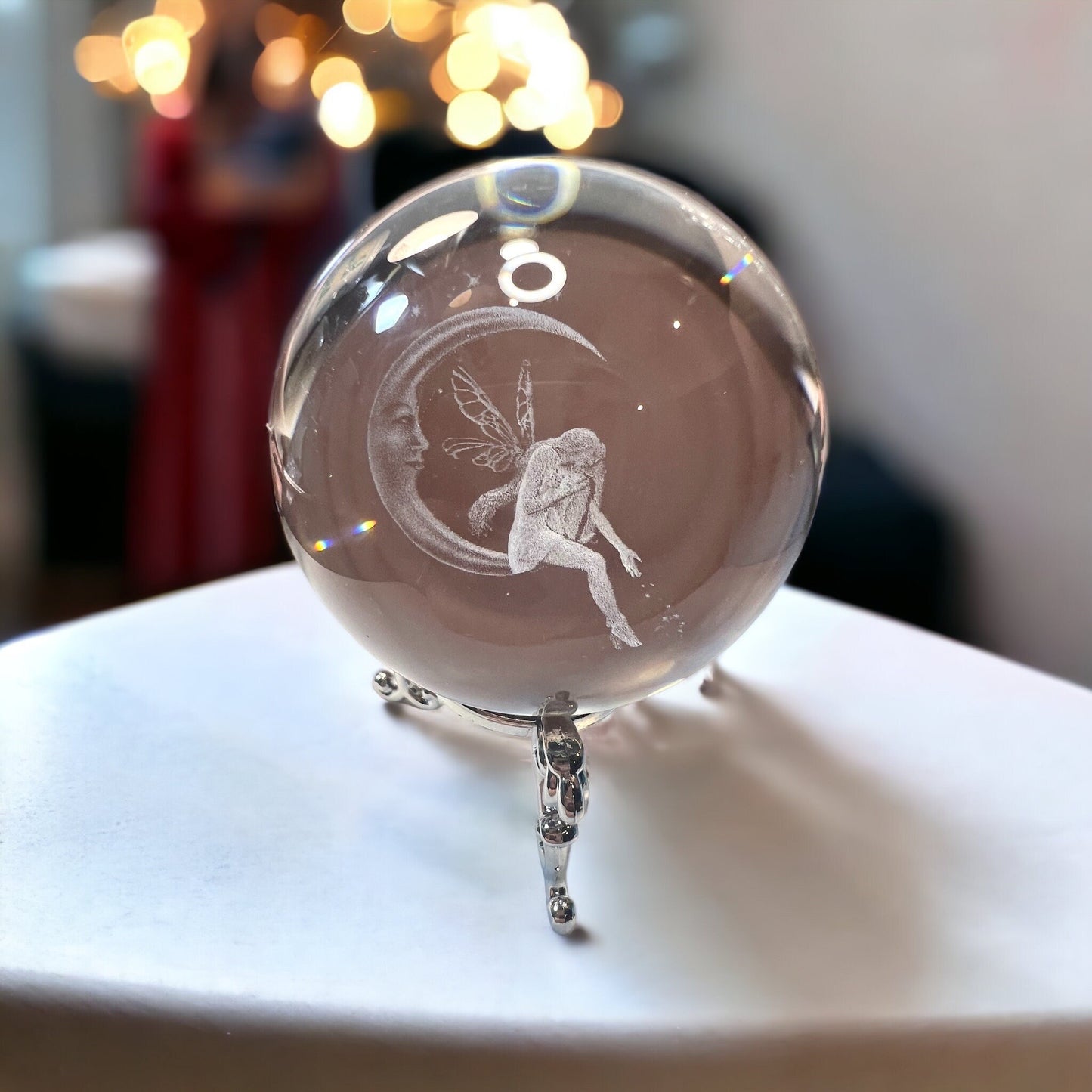 Fairy Etched Glass Sphere