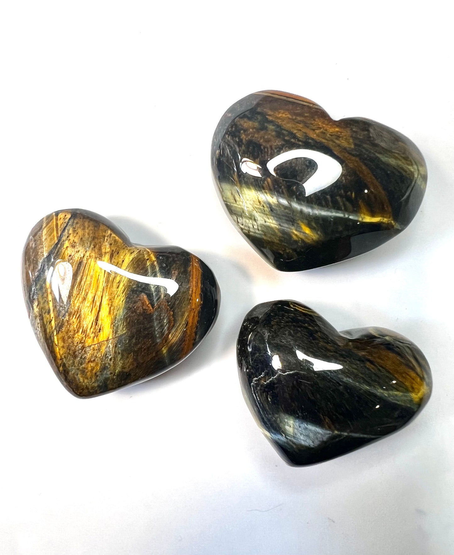 Blue and Gold Tigers Eye Heart Natural Stone carvings