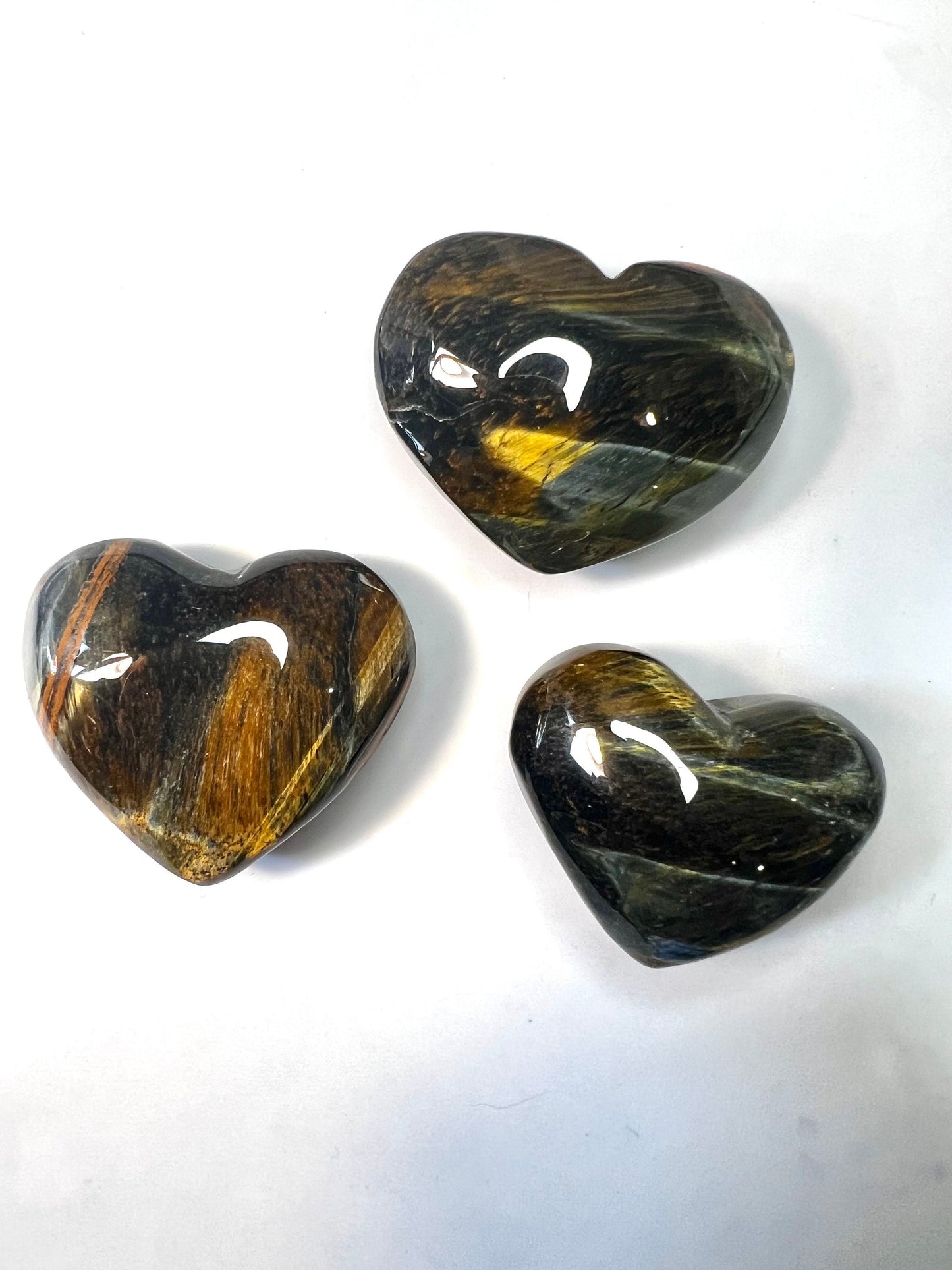 Blue and Gold Tigers Eye Heart Natural Stone carvings