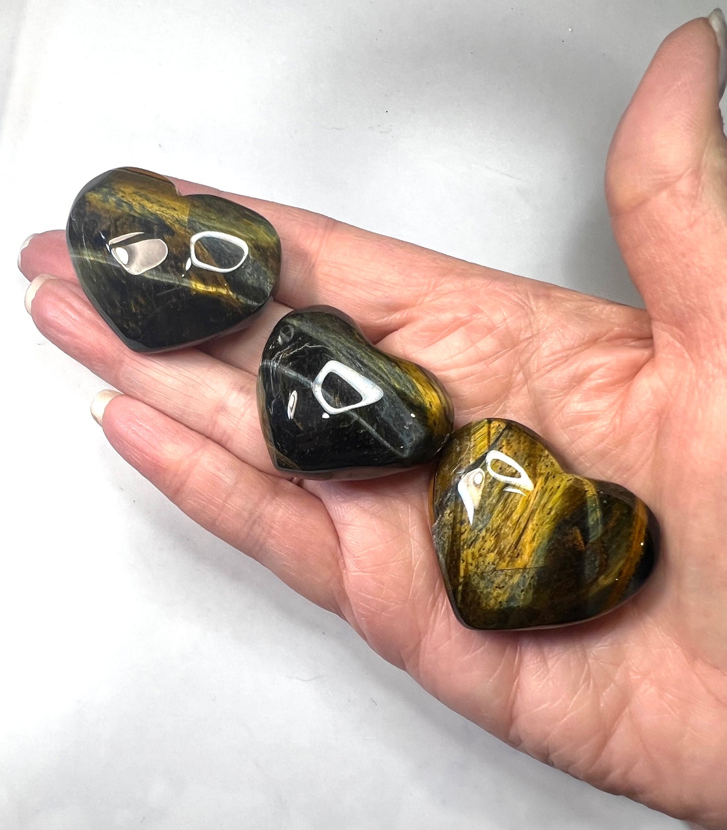 Blue and Gold Tigers Eye Heart Natural Stone carvings