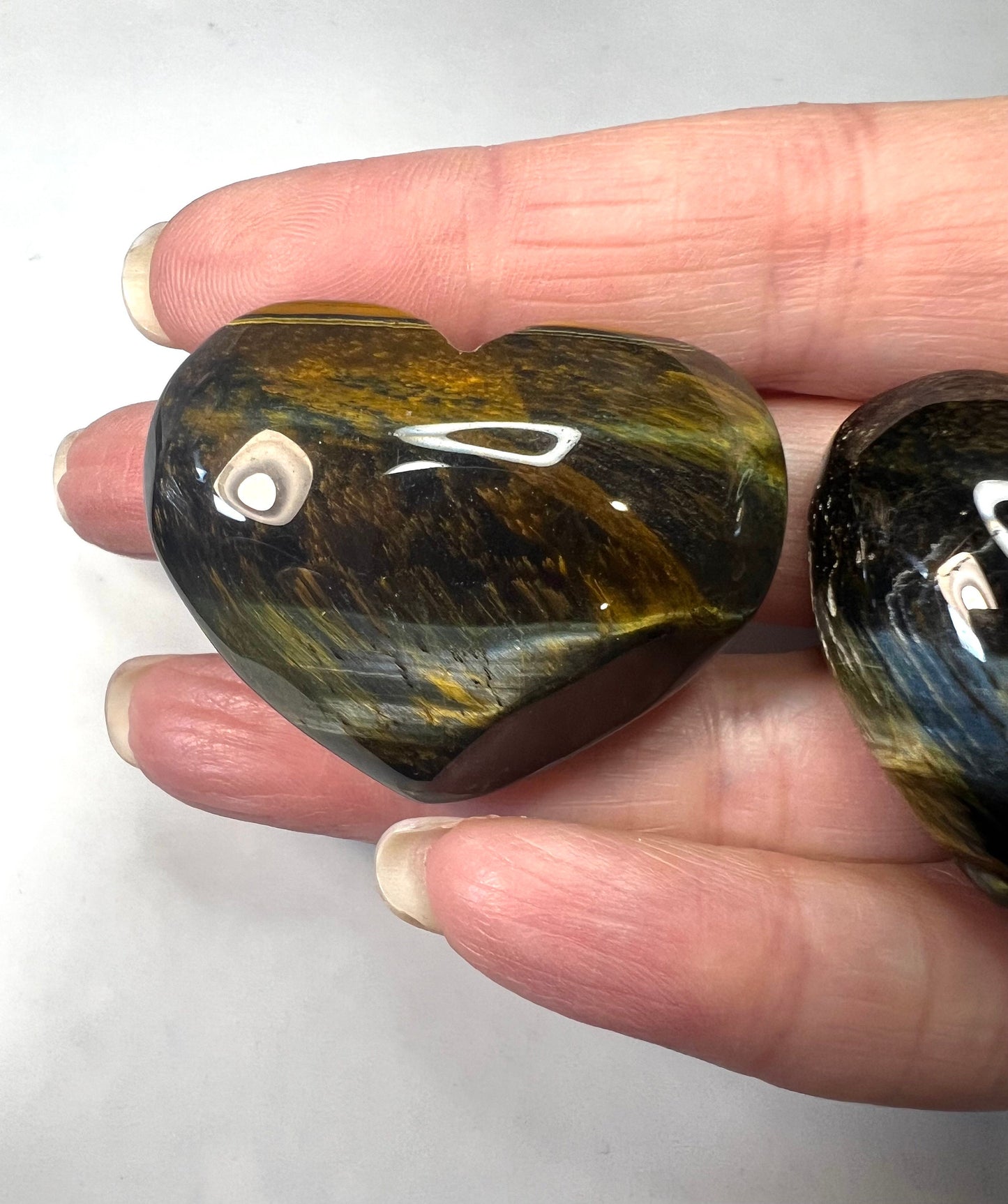 Blue and Gold Tigers Eye Heart Natural Stone carvings