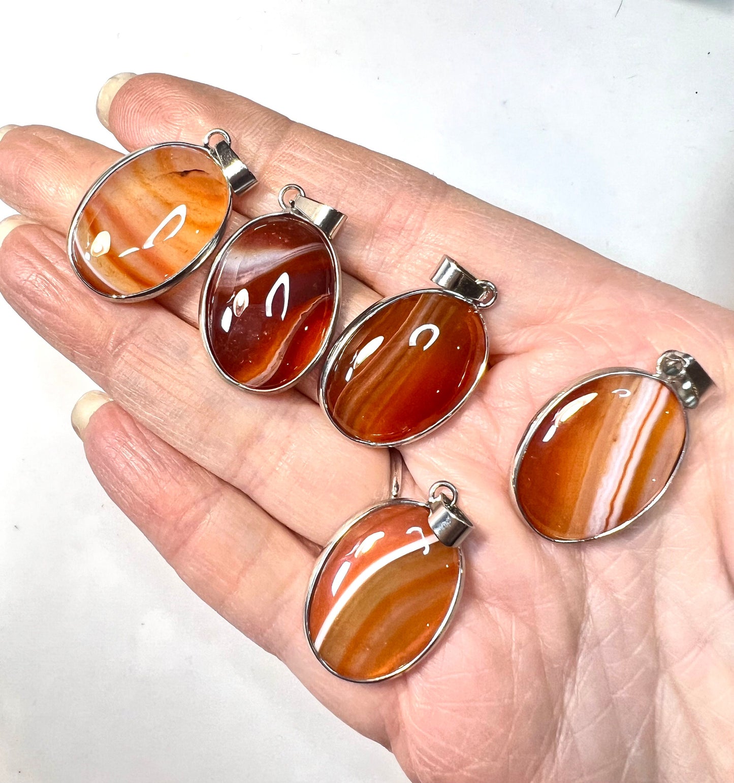 Carnelian Banded Agate Pendants