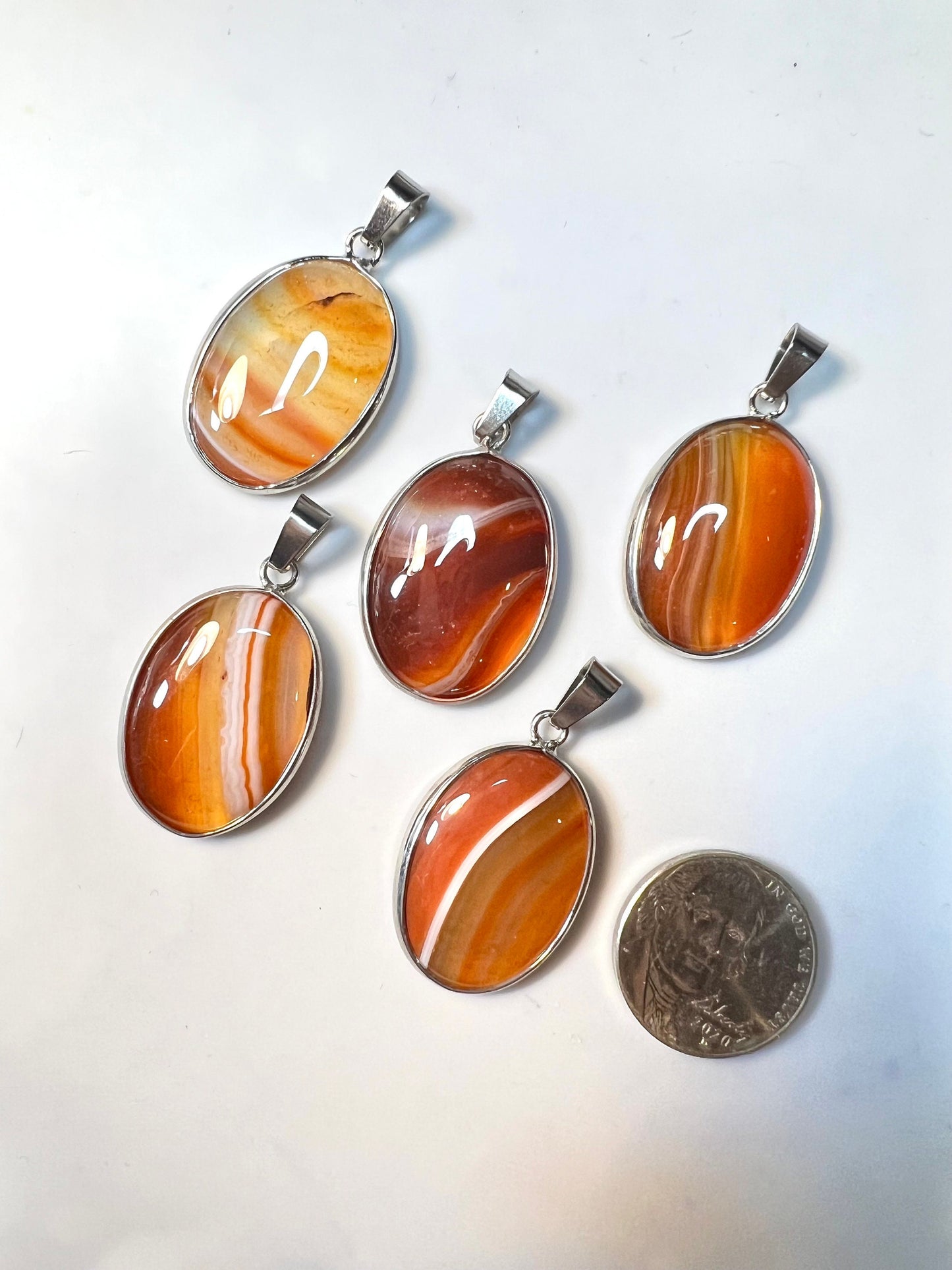 Carnelian Banded Agate Pendants