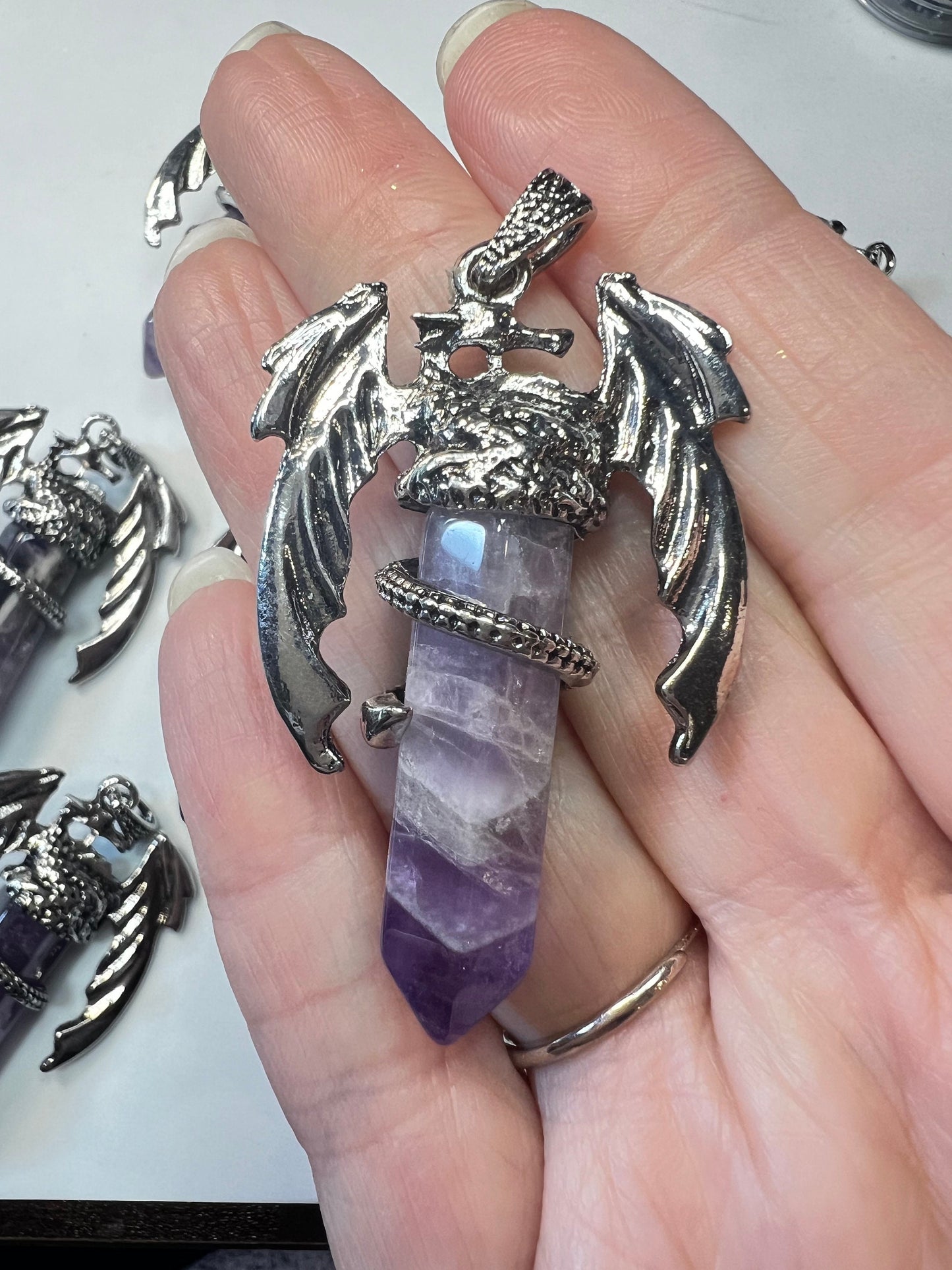 Batboy ACOTAR Dream Amethyst crystal pendants