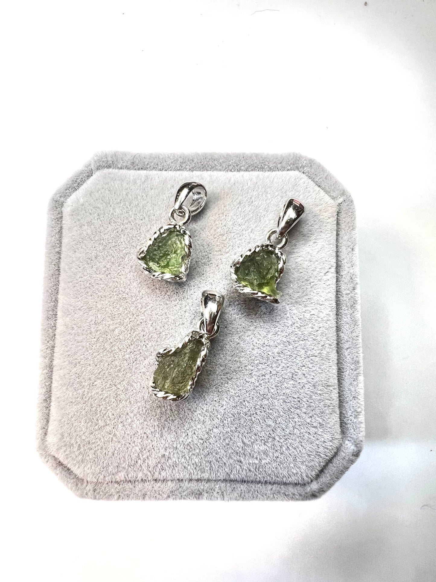 Moldavite Sterling Silver Natural Stone Pendants