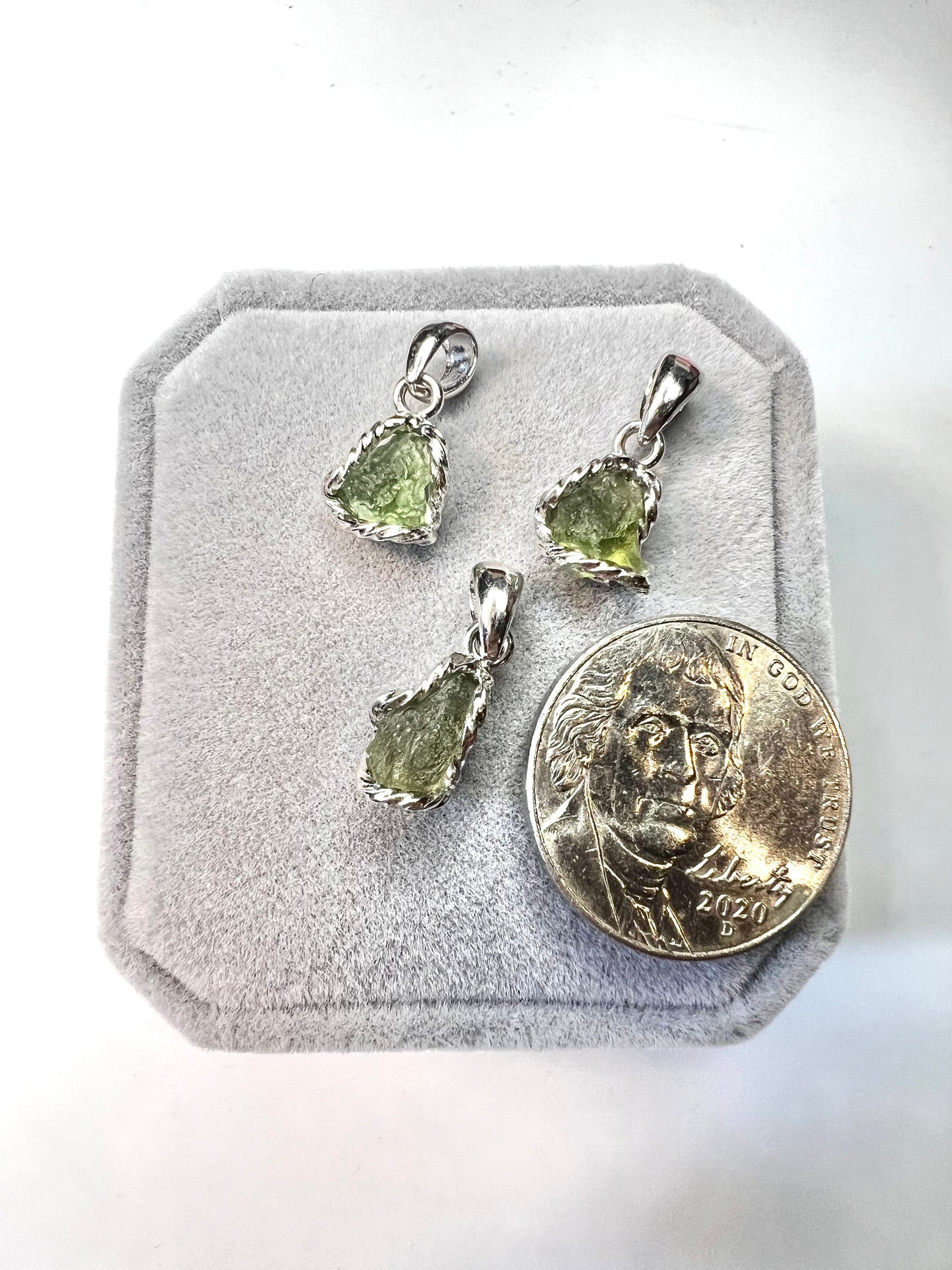 Moldavite Sterling Silver Natural Stone Pendants