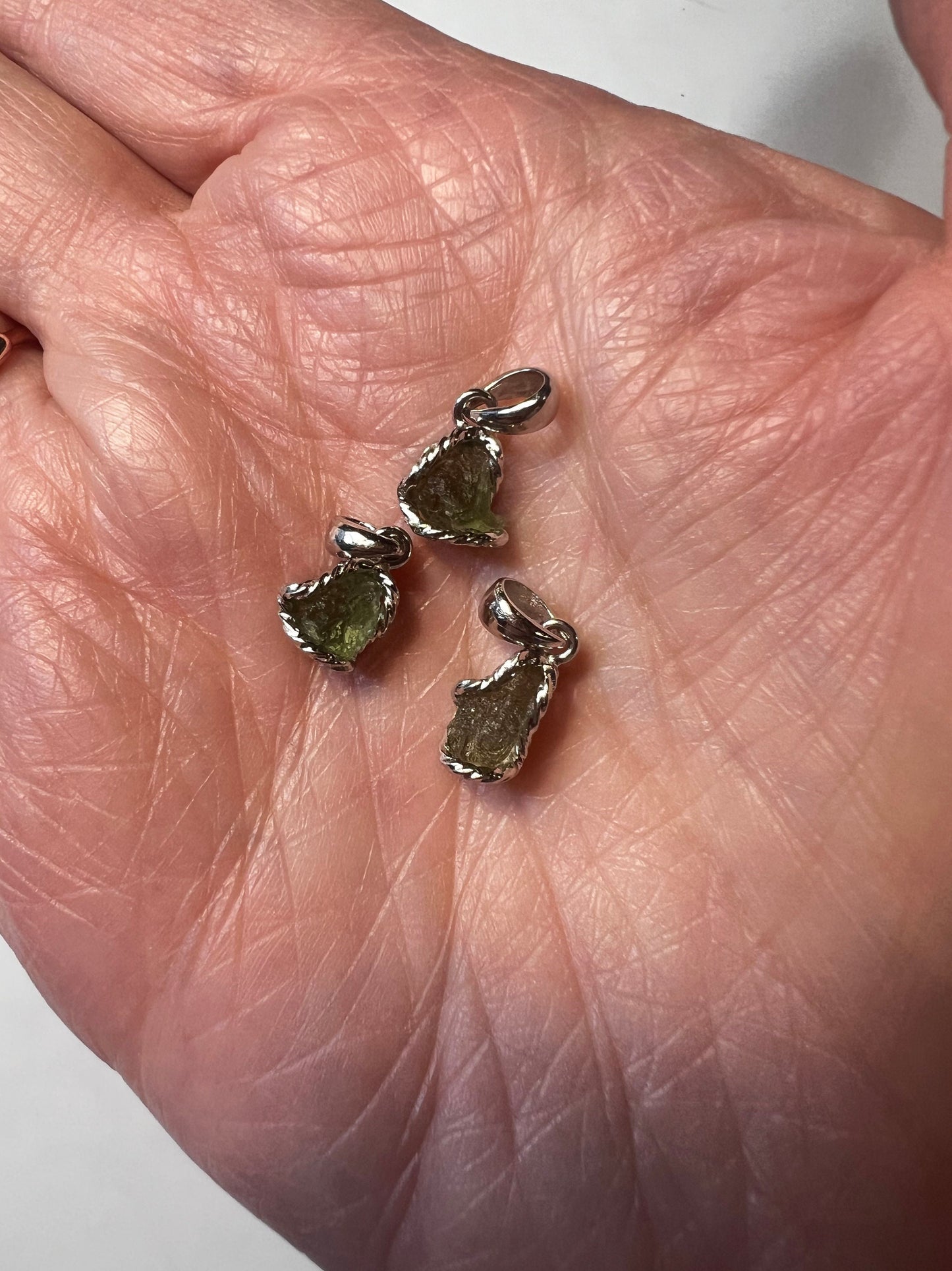 Moldavite Sterling Silver Natural Stone Pendants