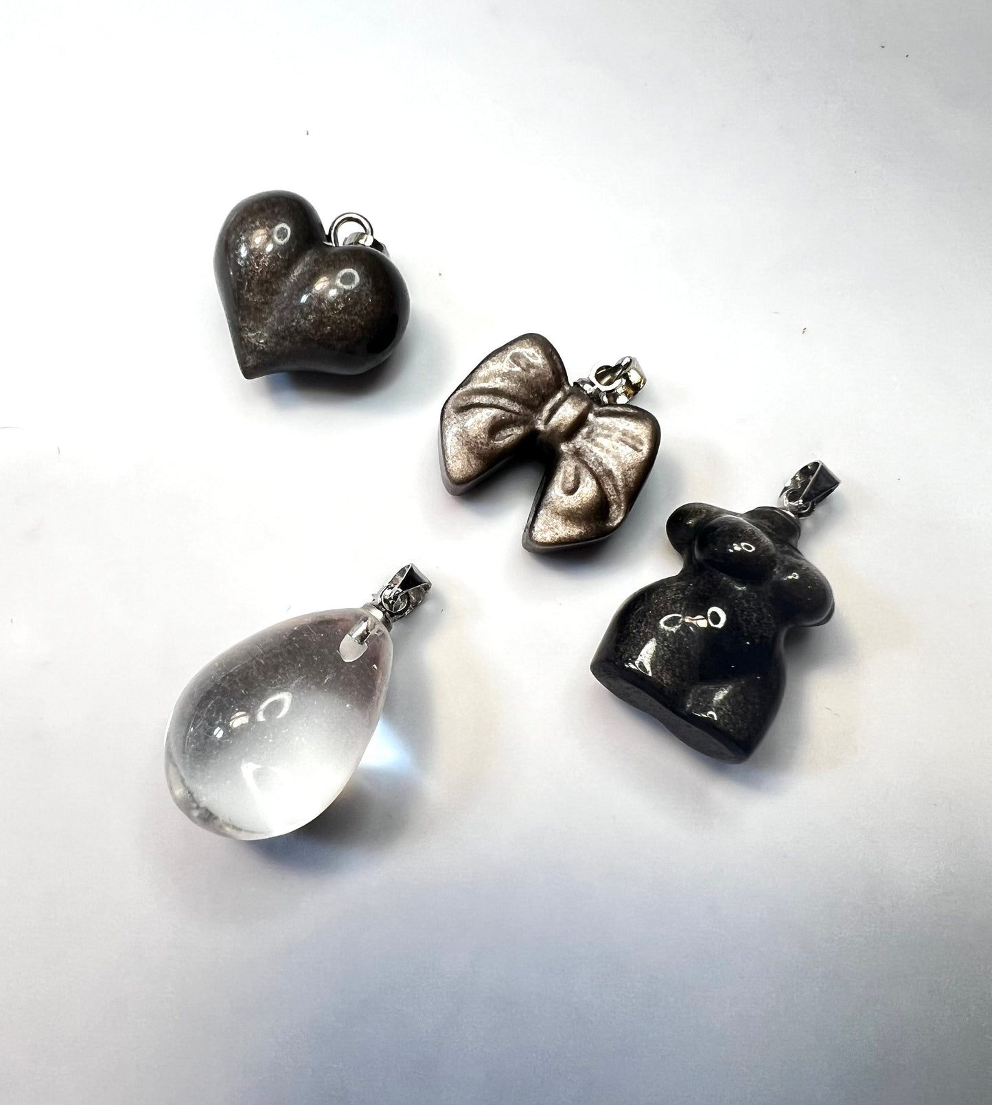 Black Obsidian & Clear Quartz Pendants